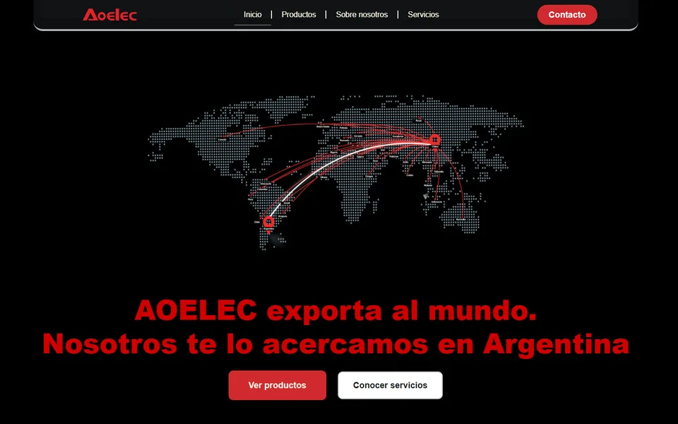 Captura de la home de AoElec: distribuidor de soluciones eléctricas