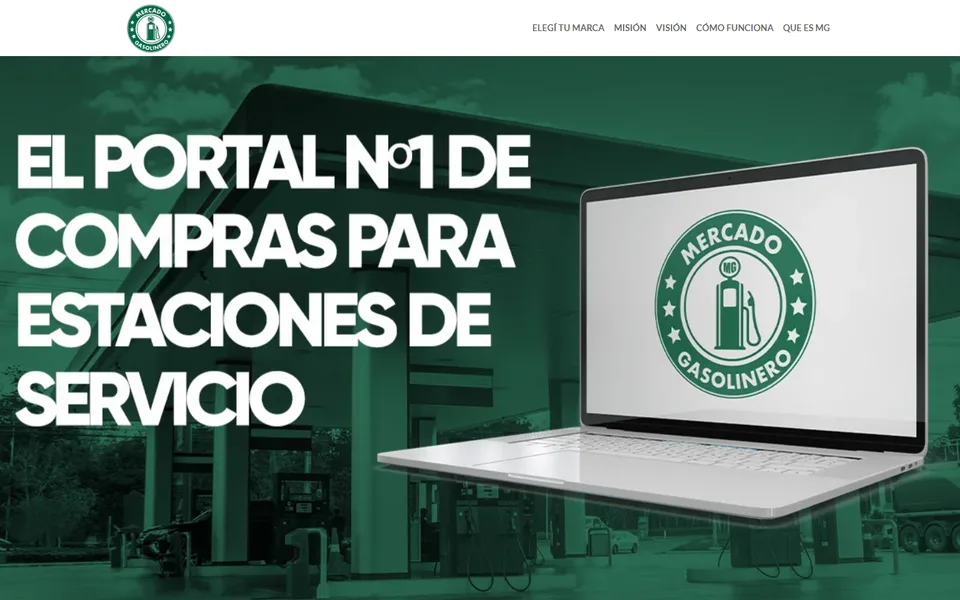 Captura de la home de Mercado Gasolinero: portal de compras para estaciones de servicio